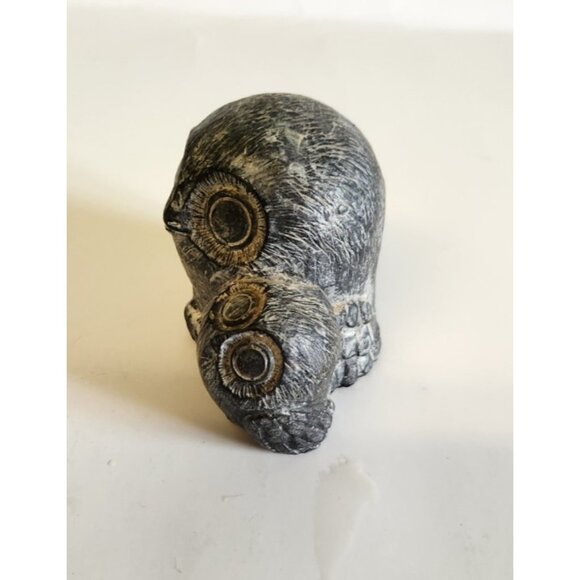 Wolf Original Mother Baby Owl Black Soapstone Carved Sculpture Vintage Figurine - Picture 4 of 5